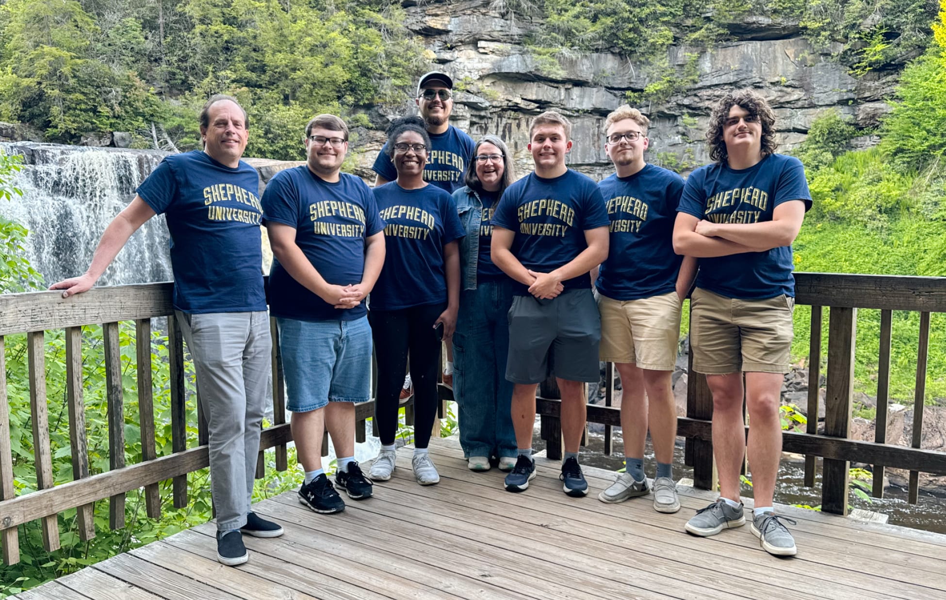 Our staff and SGA Executive Board enjoyed the Blackwater Falls views during the West Virginia Student Leadership Conference! Pictured (l. to r.): Jack Shaw, associate vice president of campus services; Paul Teter, SGA president; Natalea Johnson, SGA campus relations officer; Jim Ramey, student activities assistant; Rachael Meads, director of student activities and leadership; Tyler Furbee, SGA parliamentarian; Jackson Heath, SGA vice president; and LJ Kesner, SGA treasurer.