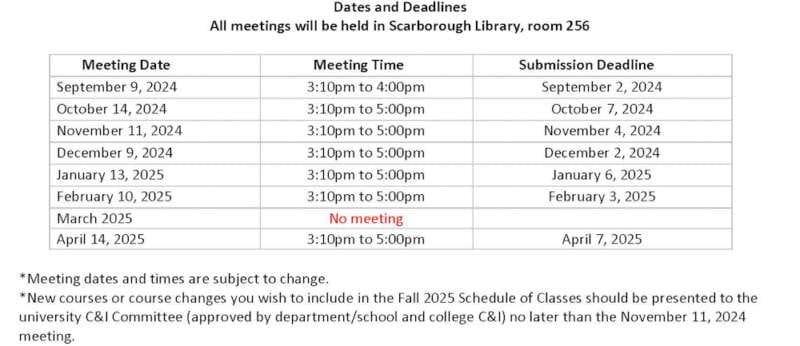 2024-25 C&I Meeting Dates