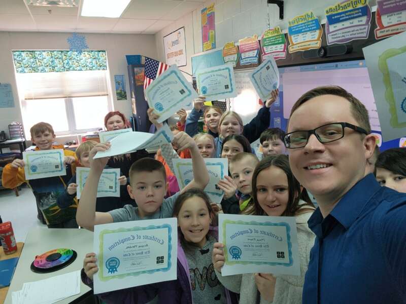 Robert Dugan with 3rd Graders